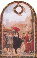 Karl I. fordert die fünf Mitglieder der Guildhall 1641-1642, aus Cassells Geschichte des britischen Volkes, veröffentlicht von der Waverley Book Company Limited, ca. 1940